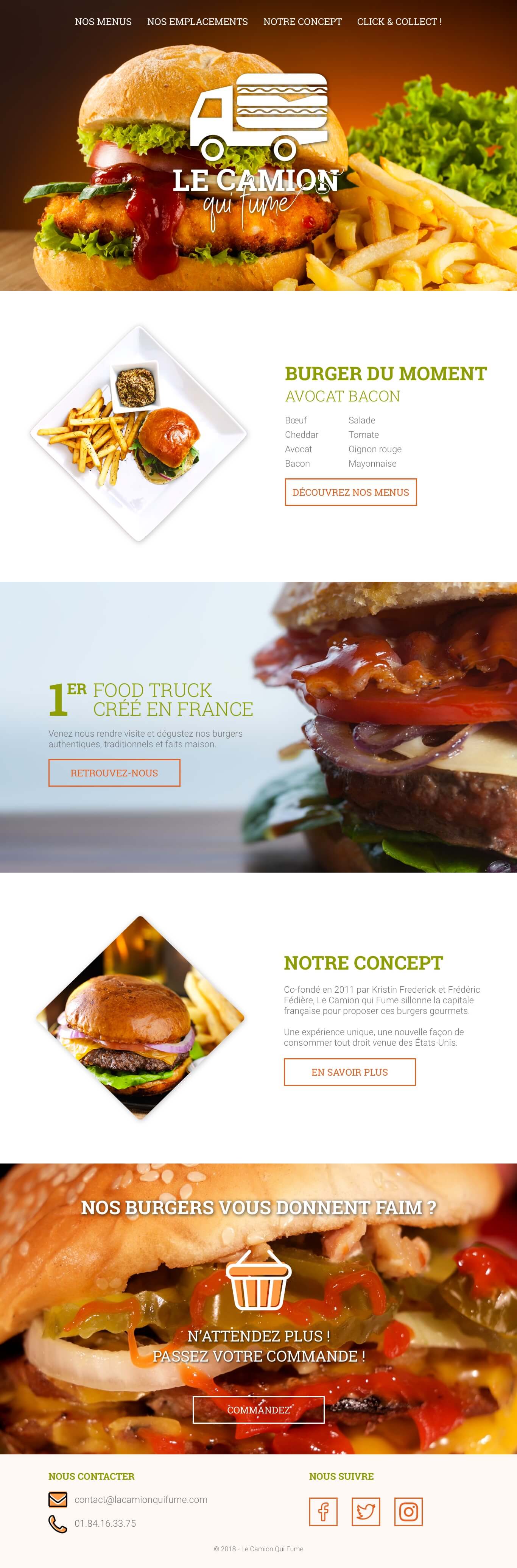 Page d'accueil du site Le Camion qui Fume