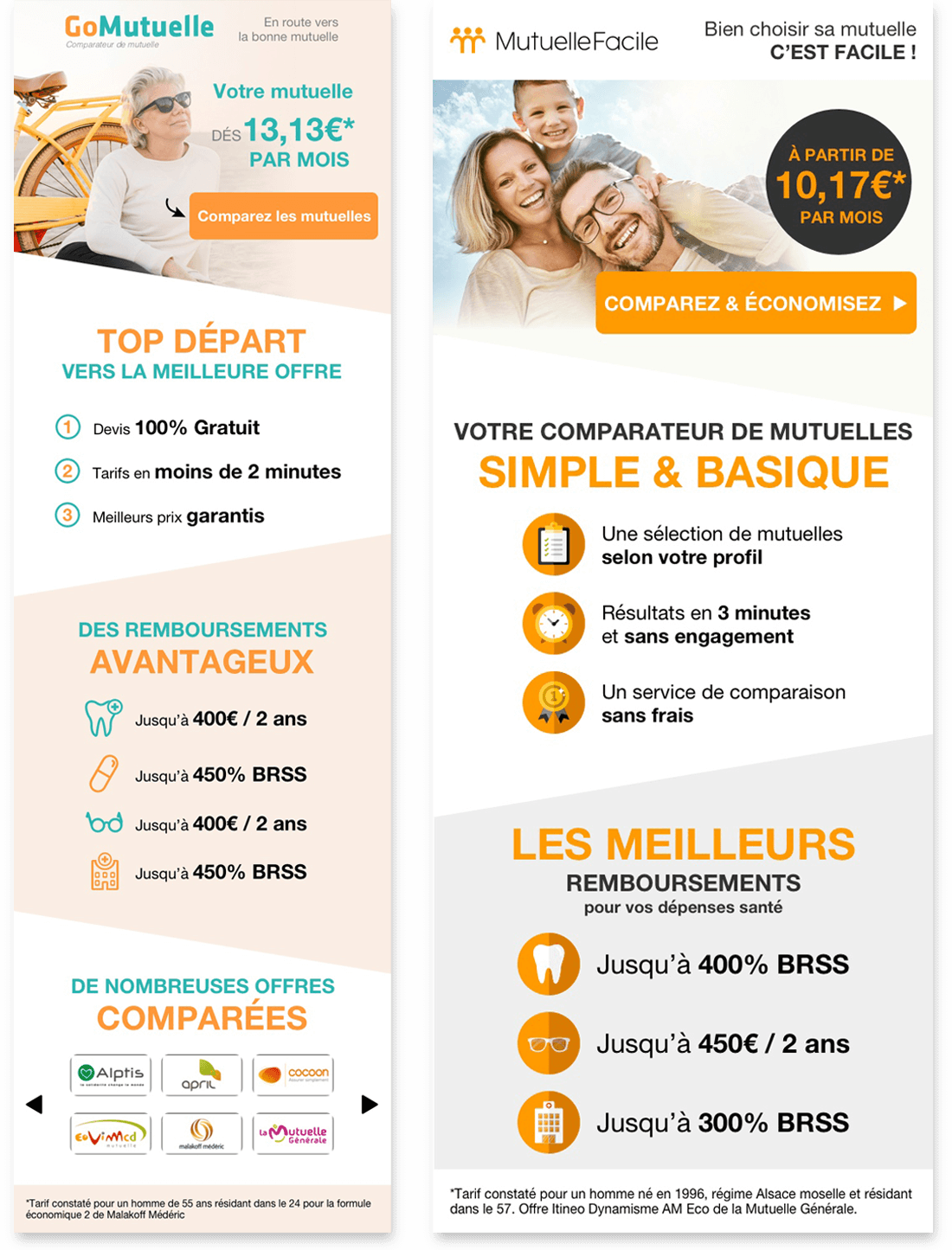 Emailings GoMutuelle et Mutuelle Facile